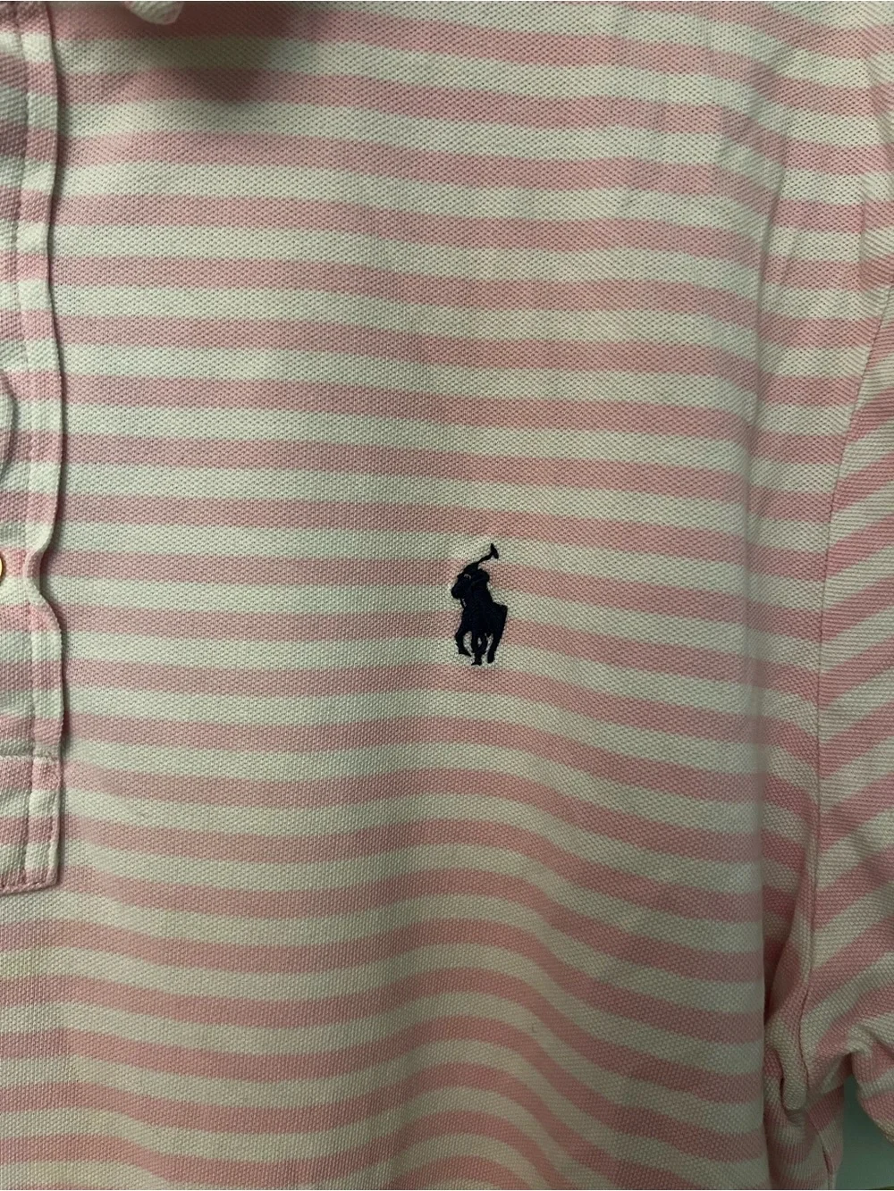 Men’s Polo by Ralph Lauren Men’s Pink and White Stripe Polo Shirt